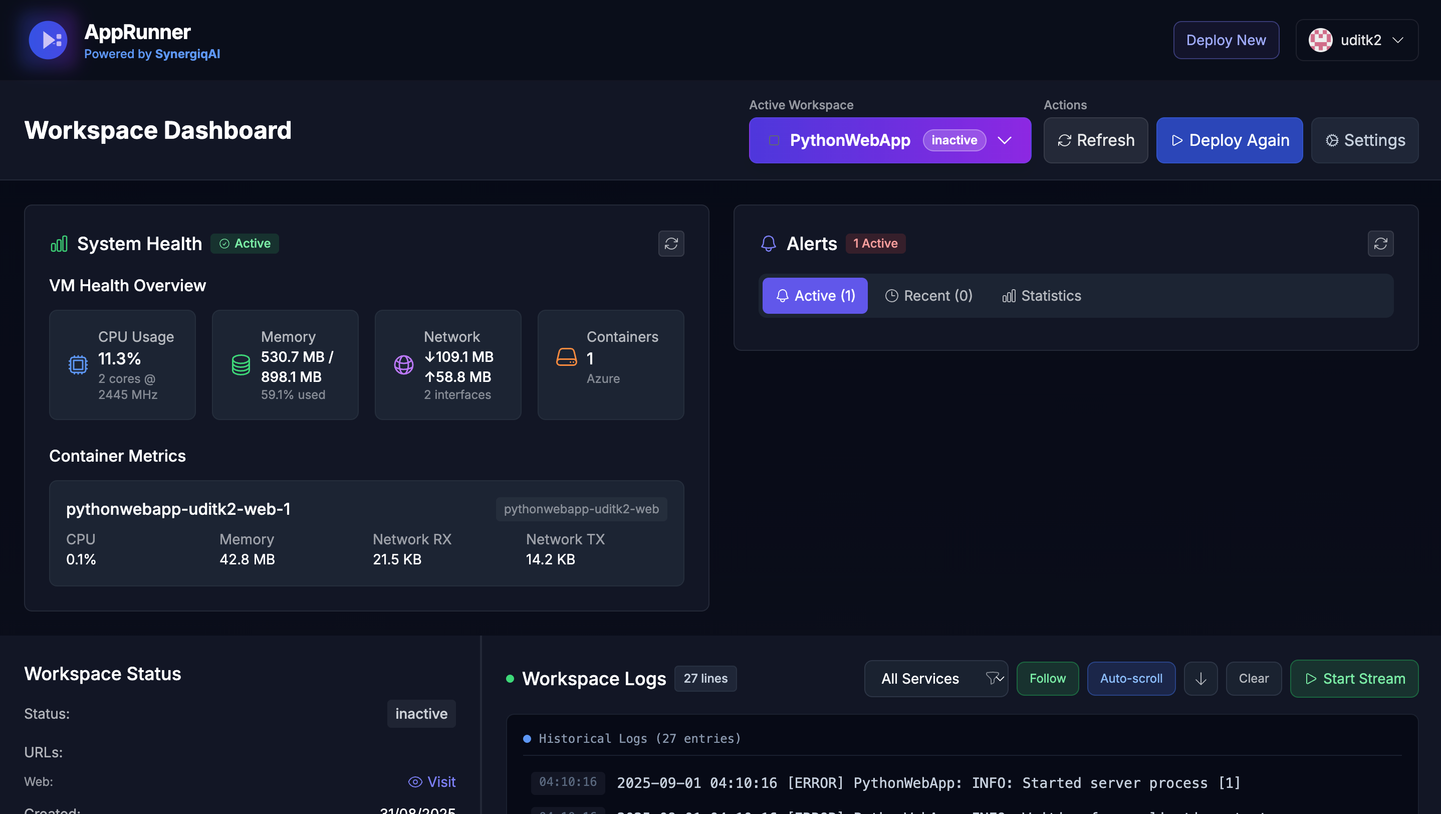 Media Apprunner - Menyebarkan aplikasi Docker dengan makluman terbina dalam dan pemantauan 6