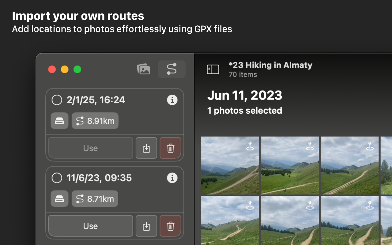 FollowPhoto - GPX Manager - Build tracks, geotag photos media 4