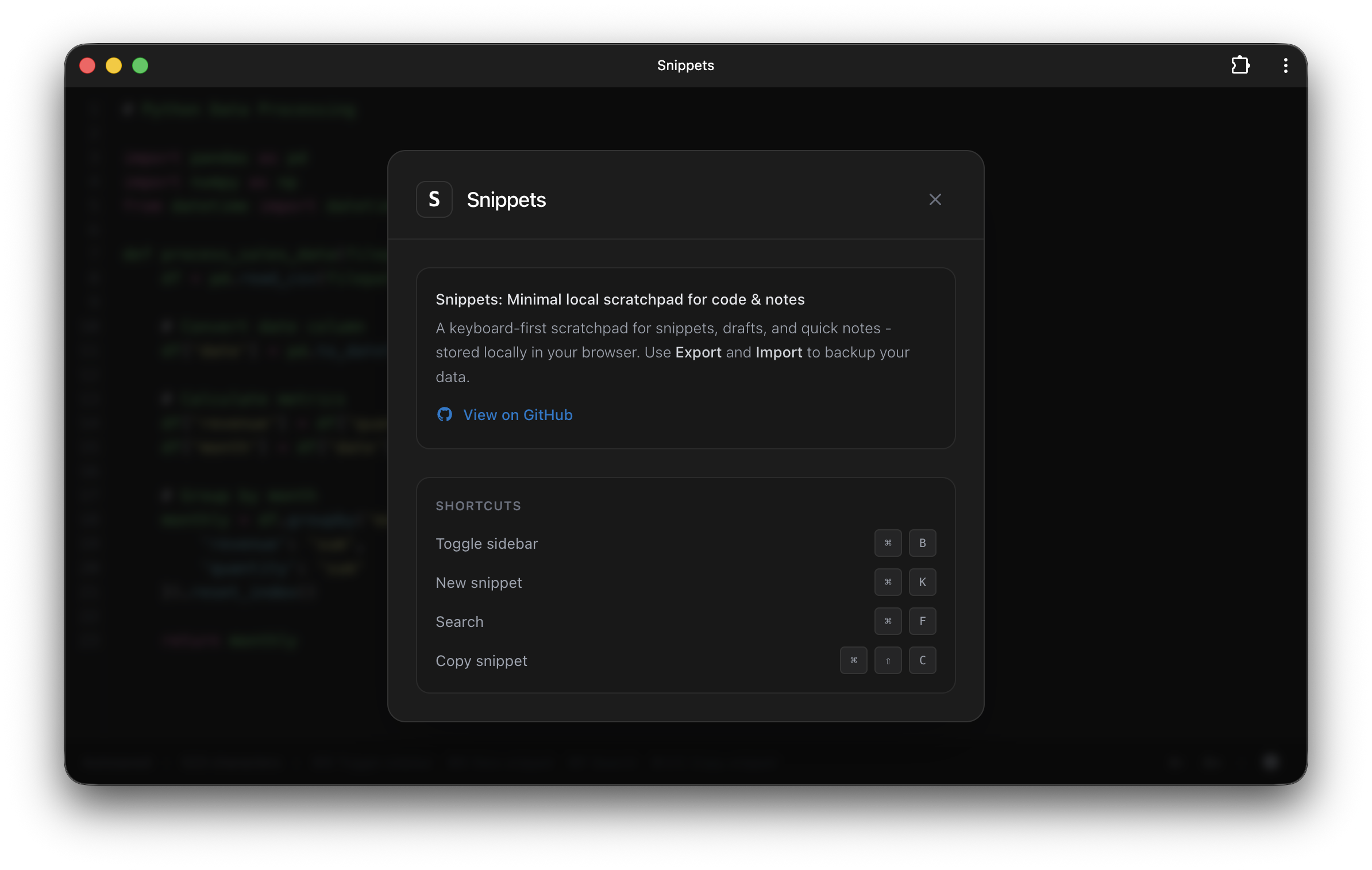 Snippets.dev - Screenshot 4 showing product features and functionality