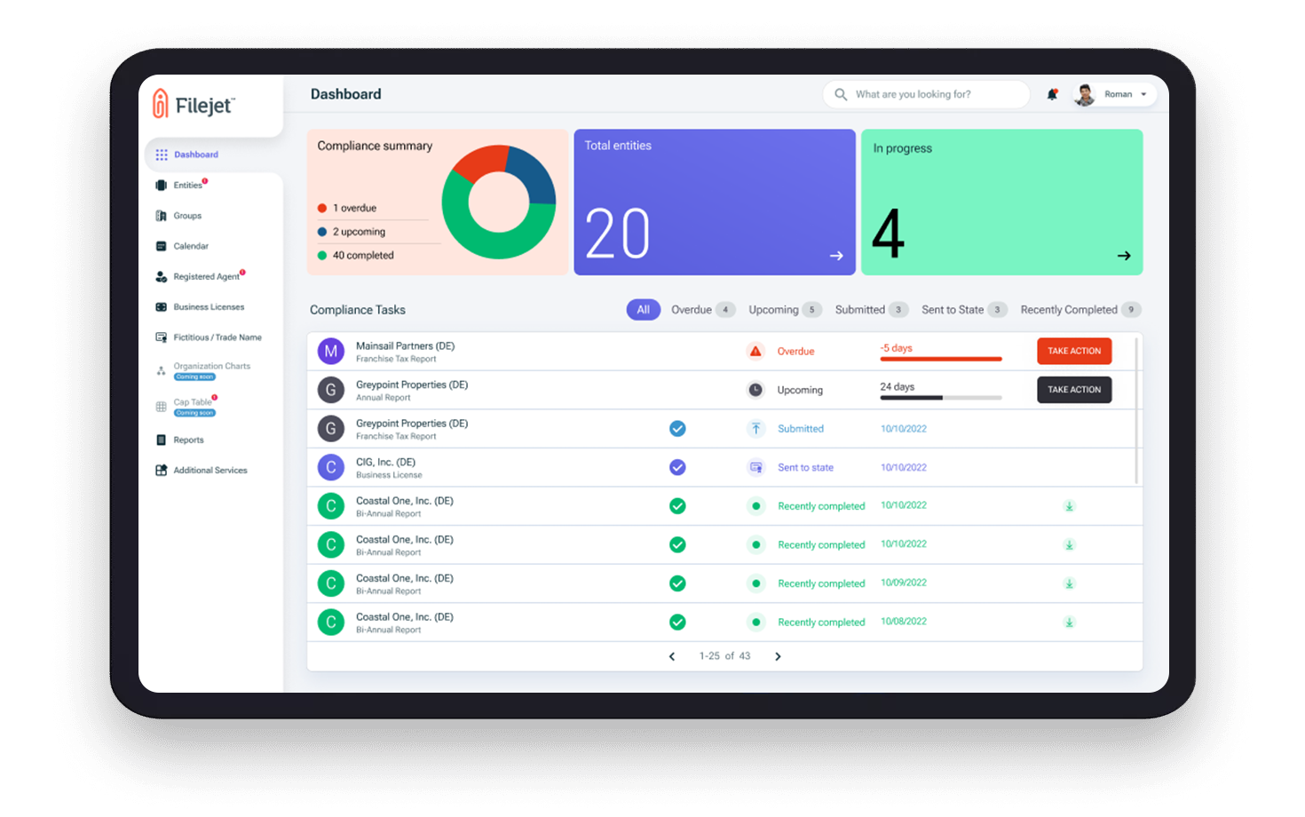 Logiciel de gestion des entités Filejet