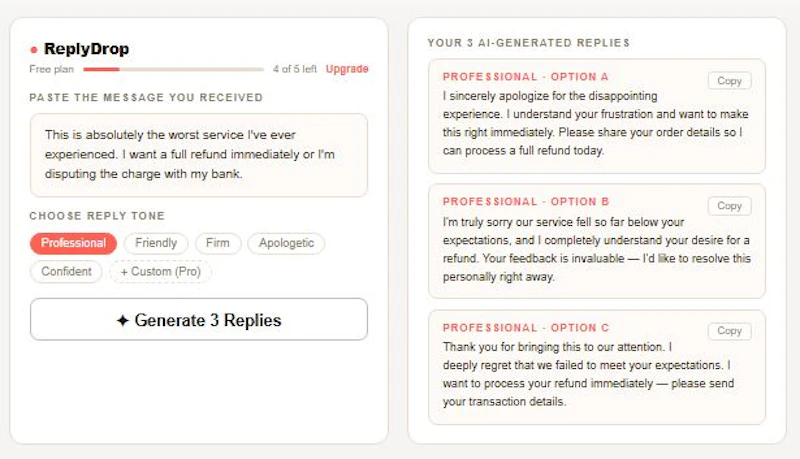 ReplyDrop screenshot 2