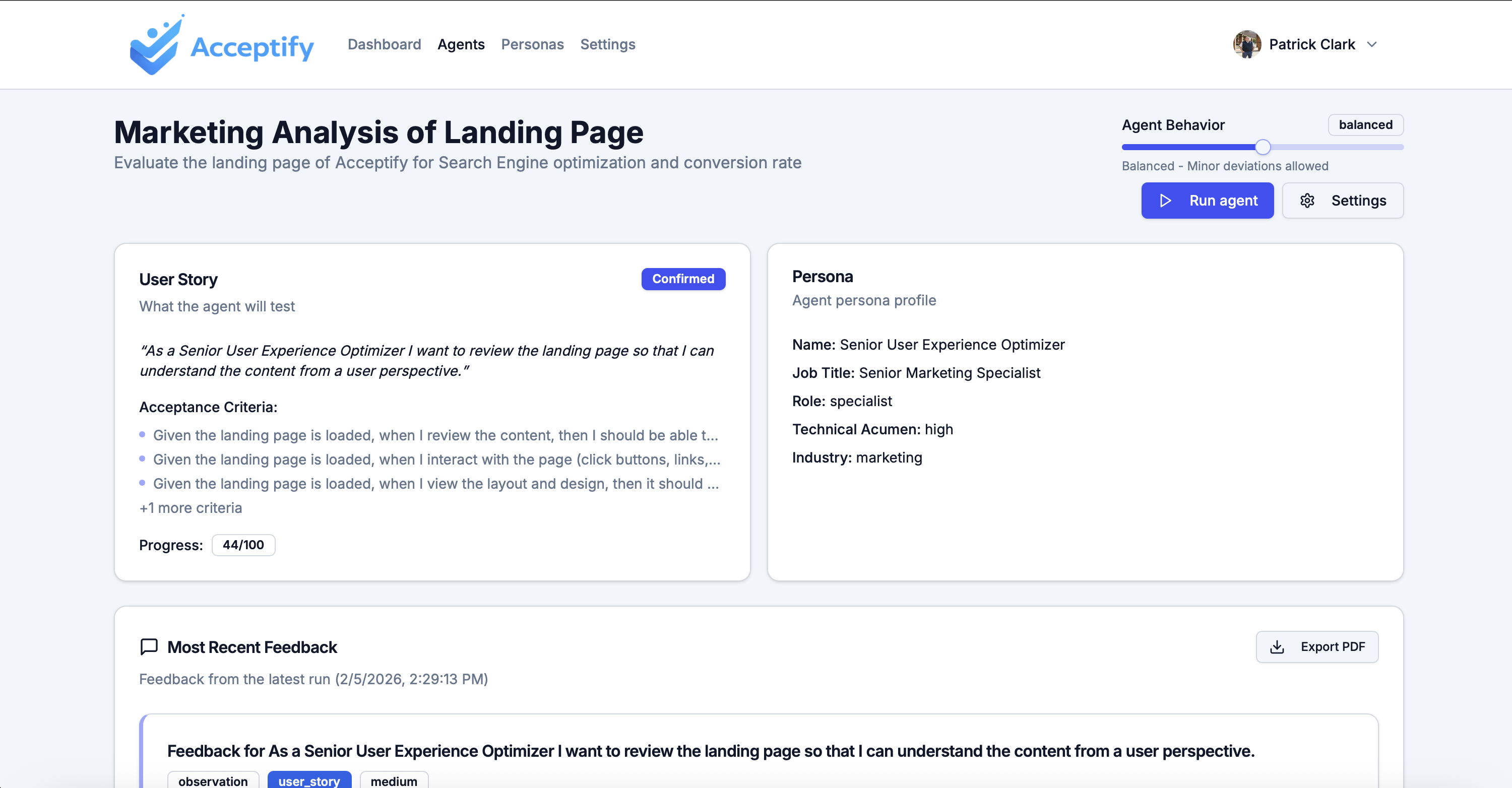 Acceptify - Main product screenshot demonstrating key features and user interface