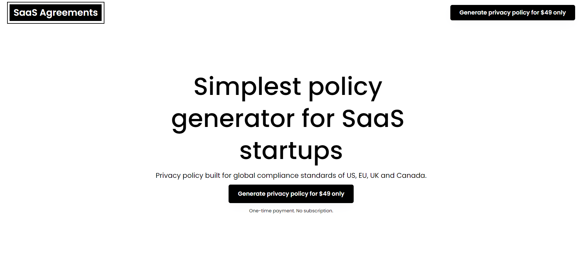 Mídia 1 de Acordos de SaaS - Gerador de políticas de privacidade mais acessível para startups de saas