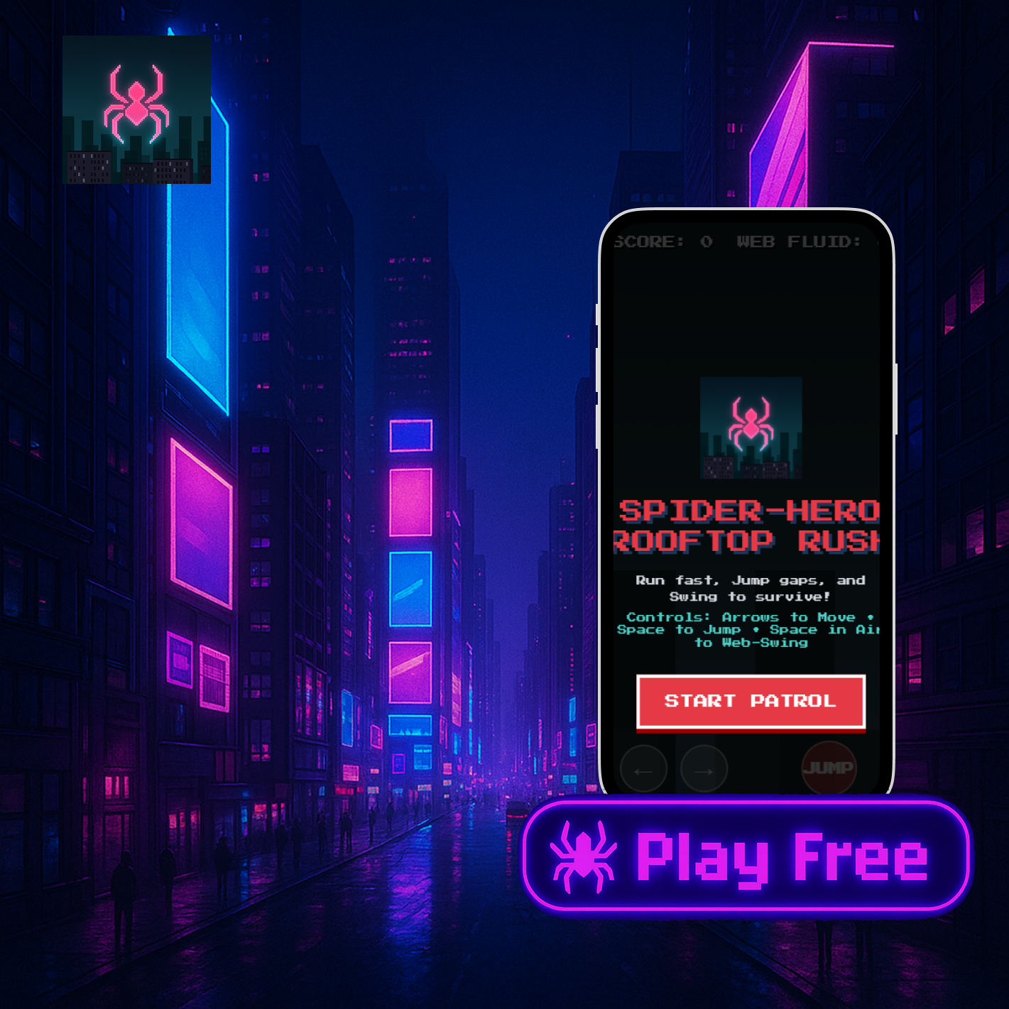 Spider-Hero Rooftop Rush - Screenshot 2 showing product features and functionality