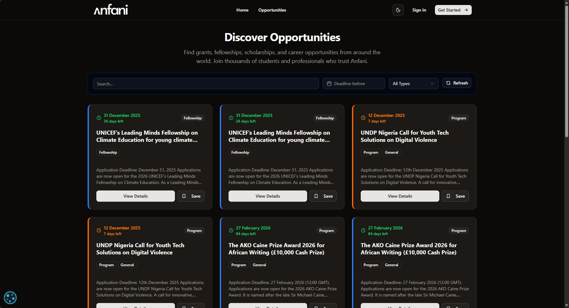 Anfani - Screenshot 2 showing product features and functionality