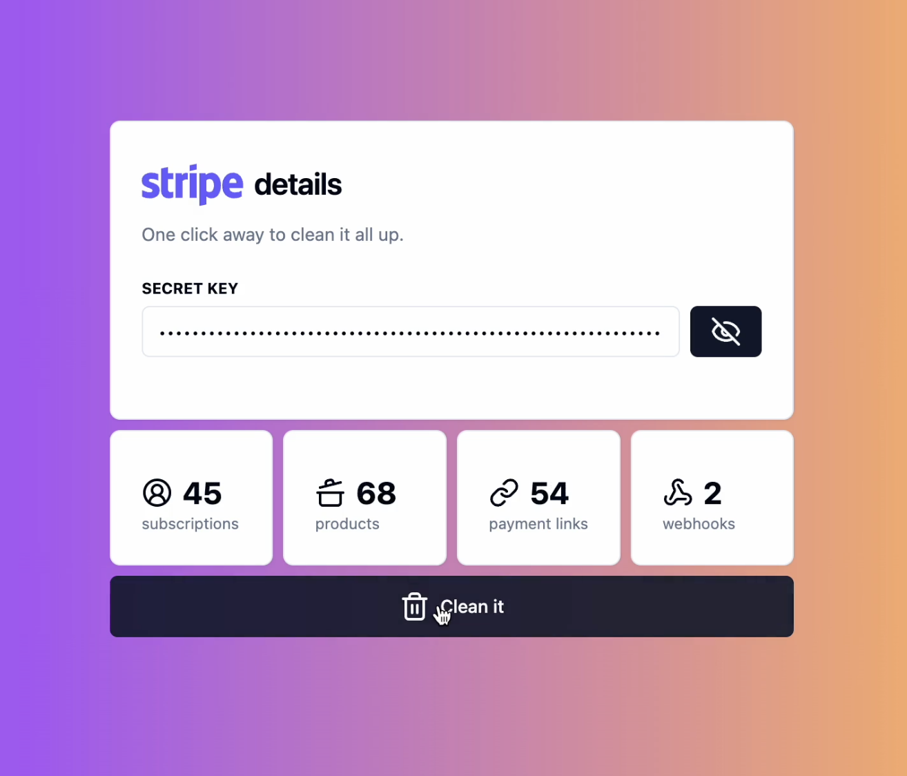 Bye42 - Kostenlose App für Devs, um Stripe Development Aftermath aufzuräumen Medien 2