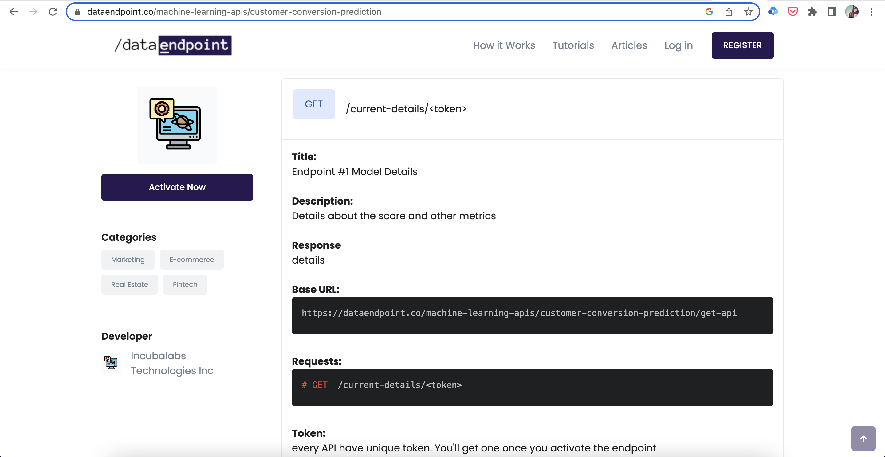 Mídia 2 de DataEndpoint.co - Máquinas de aprendizado de API Marketplace