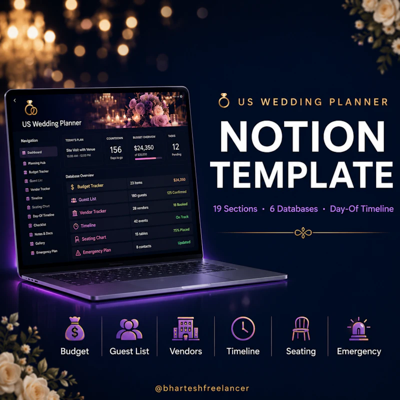 US Wedding Planner —All-in-One Notion OS screenshot 3