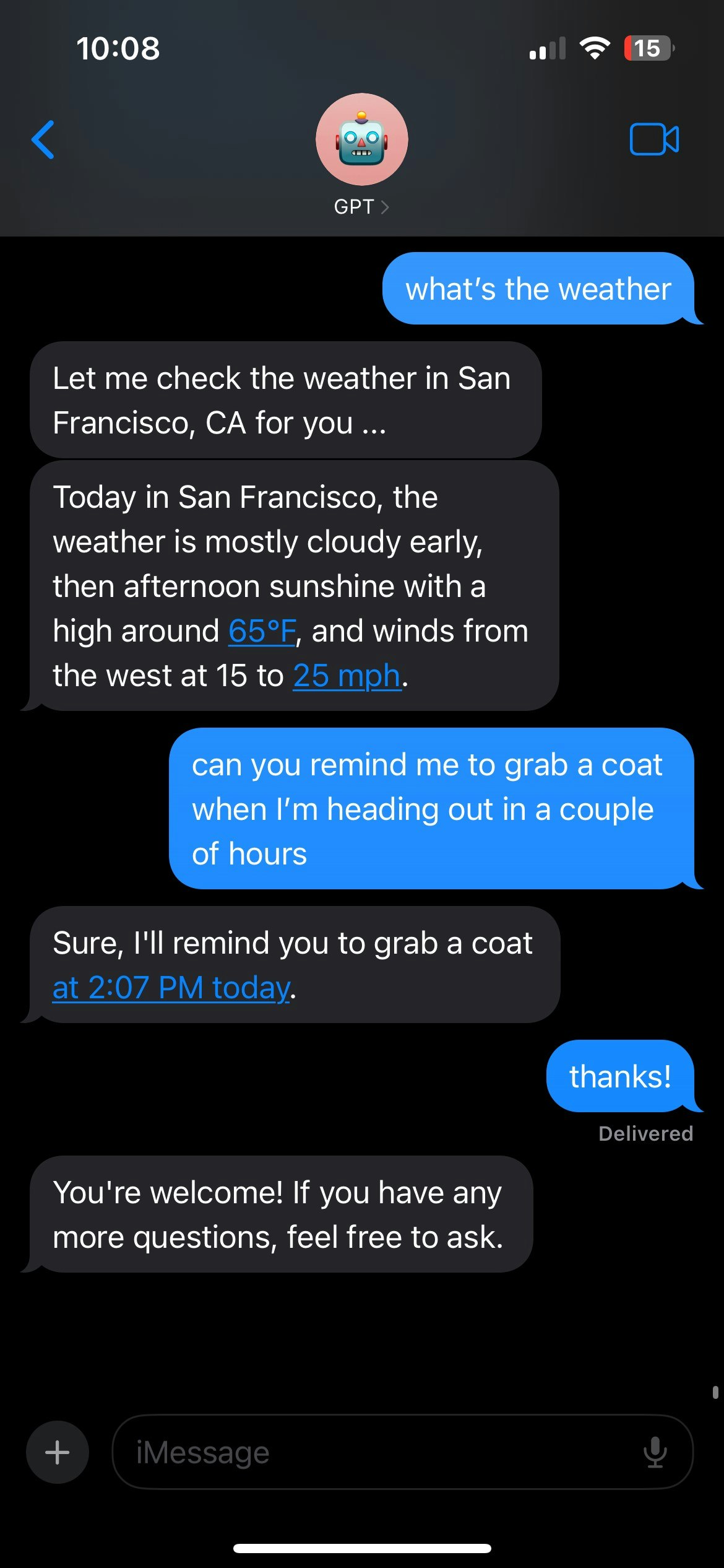 iChatwithgpt - Ihr persönlicher KI -Assistent, nur eine IMessage entfernt Medien 2
