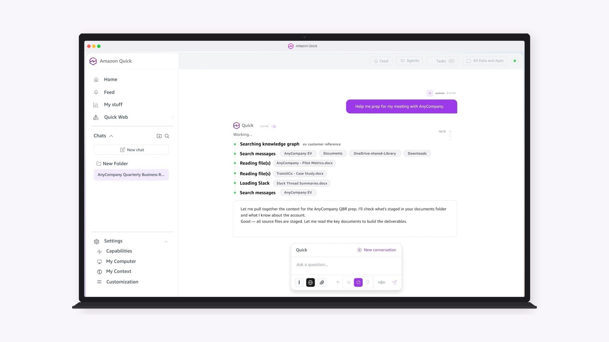 Amazon Quick for desktop gallery image