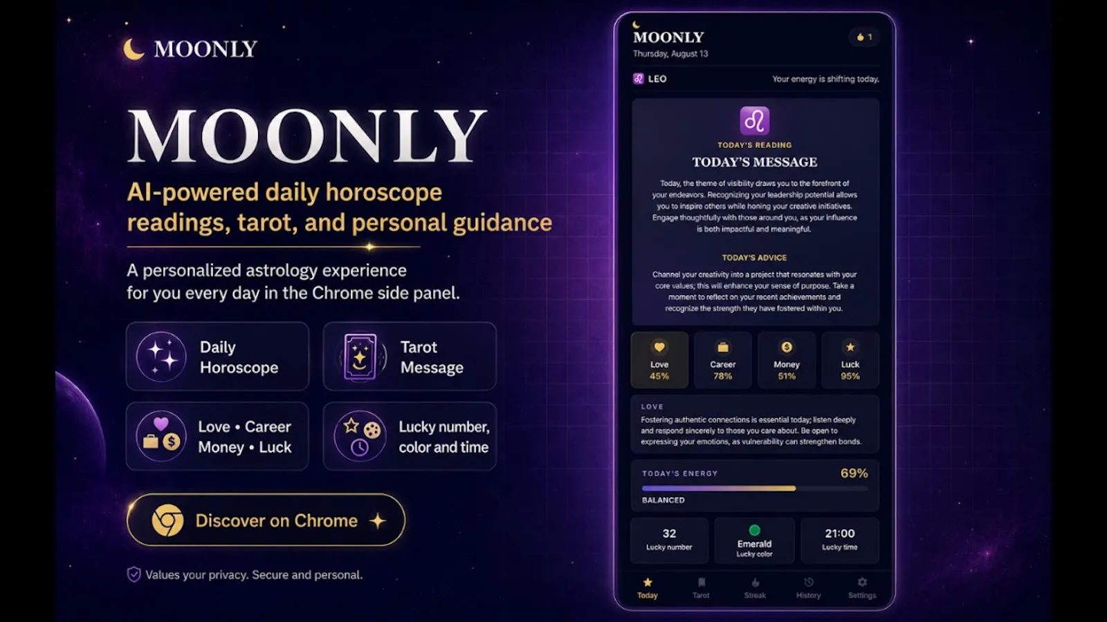 Moonly – Daily Horoscope & Tarot screenshot 1 (video preview)