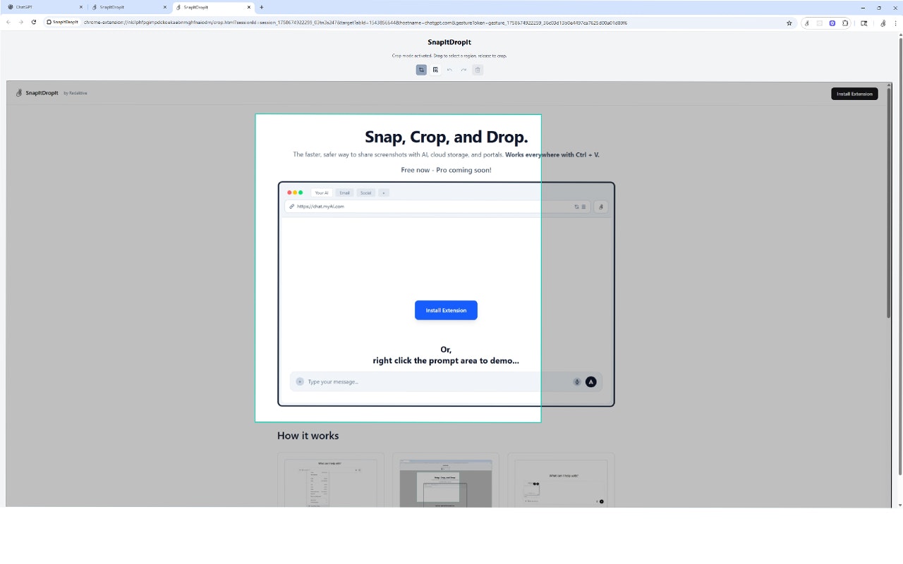 Média Snapitdropit - Captures d'écran de chute automatique dans le chat IA, Dropzones et plus encore! 2