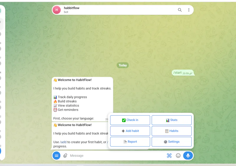 HabitFlow Pro Telegram Habit Tracker Bot screenshot 3
