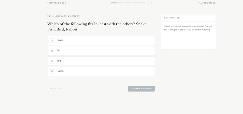 The first metacognitive assessment screenshot 6