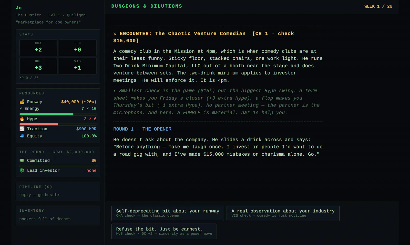 Dungeons & Dilutions — a fundraising RPG screenshot 3