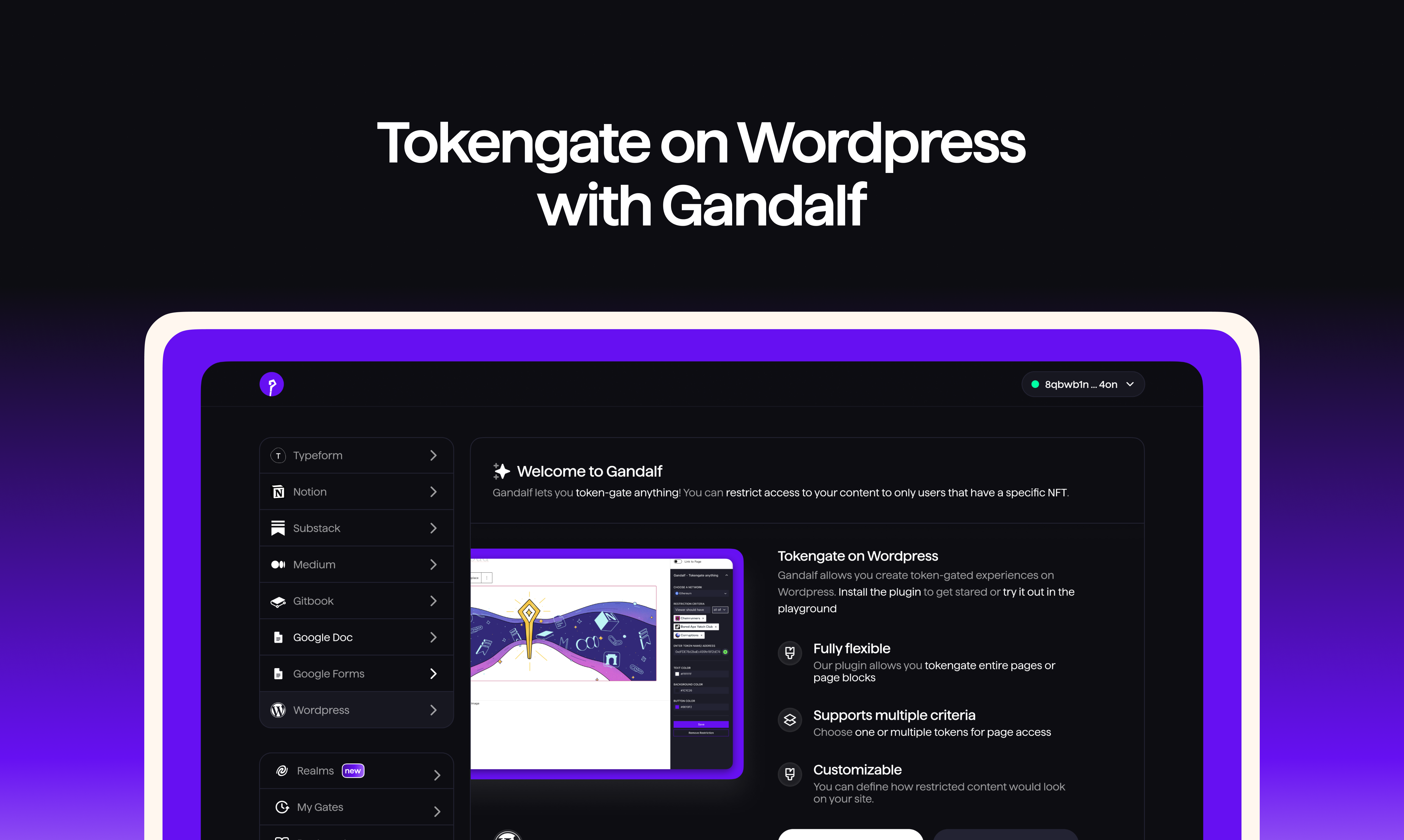 Gandalf WordPress 플러그인 베타 - WordPress 게시물 또는 페이지의 블록을 Tokengate하십시오. 미디어 2