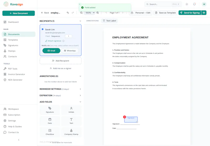 Kovasign screenshot 3