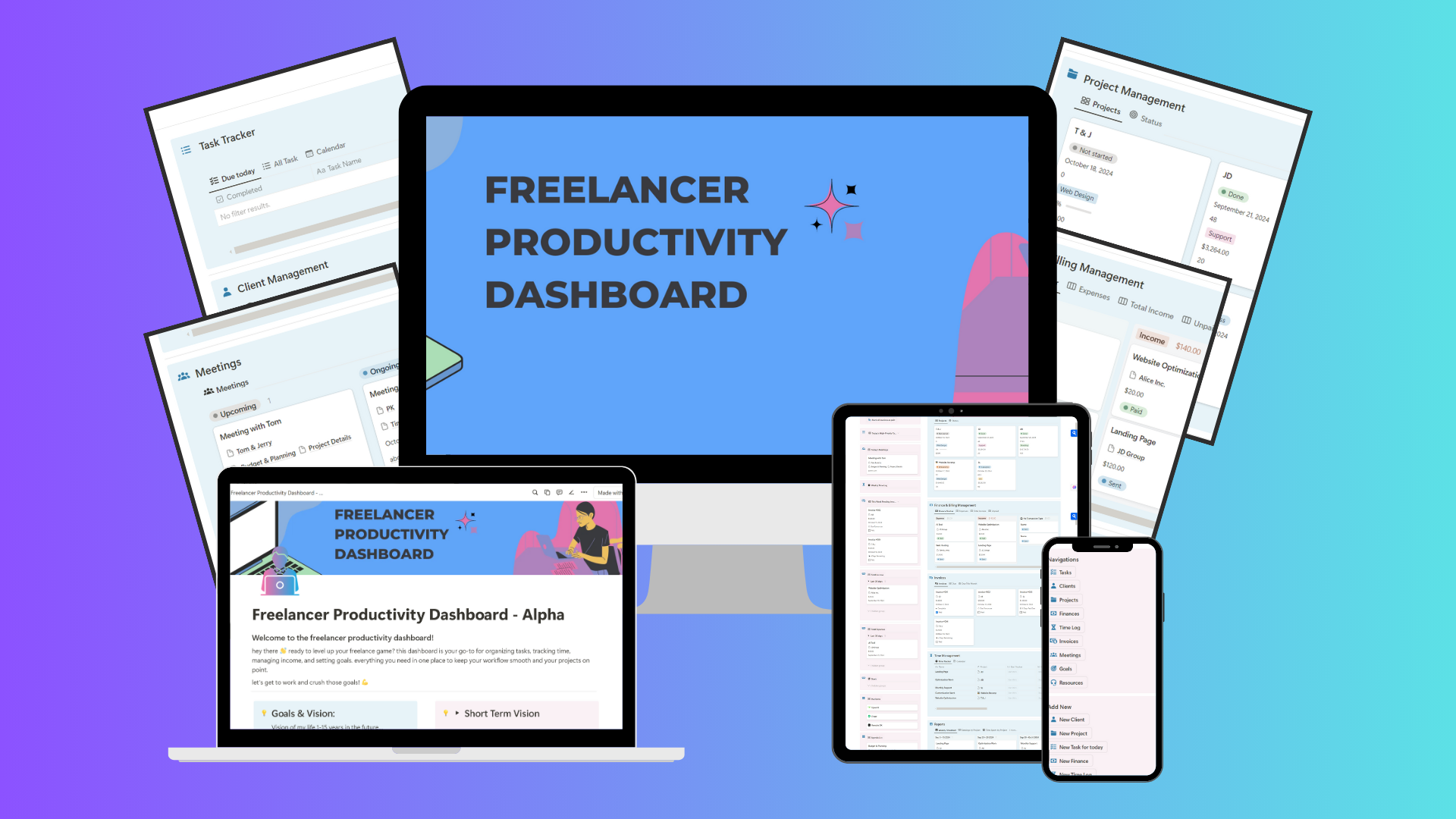 Painel de produtividade freelancer media 3
