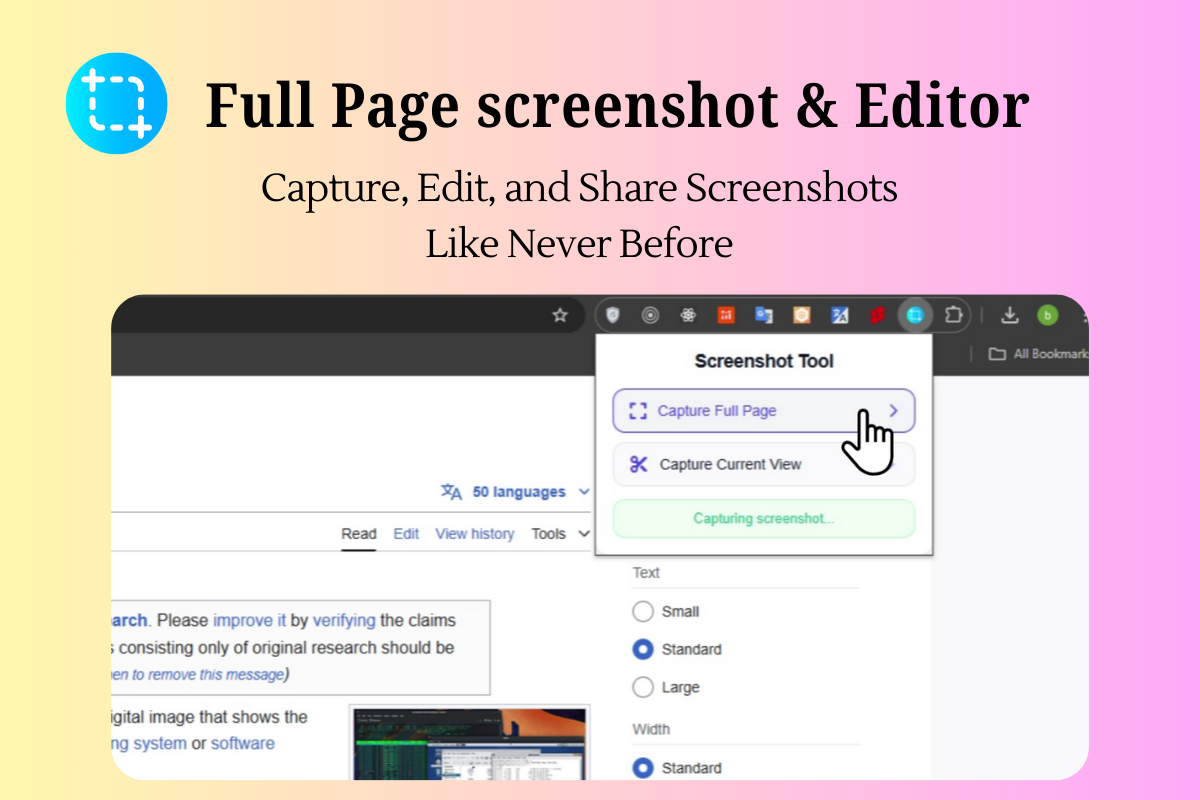 Full page screenshot & Editior - Chrome extension for advanced screenshot & editing media 2