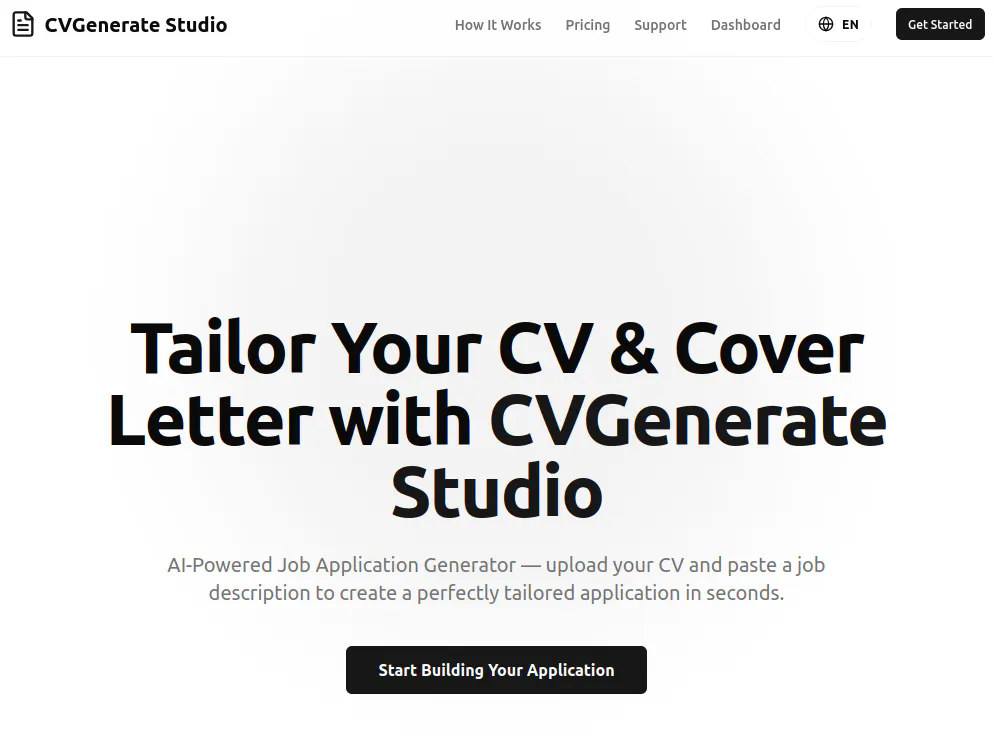 CVGenerate Studio のプロダクトバナー