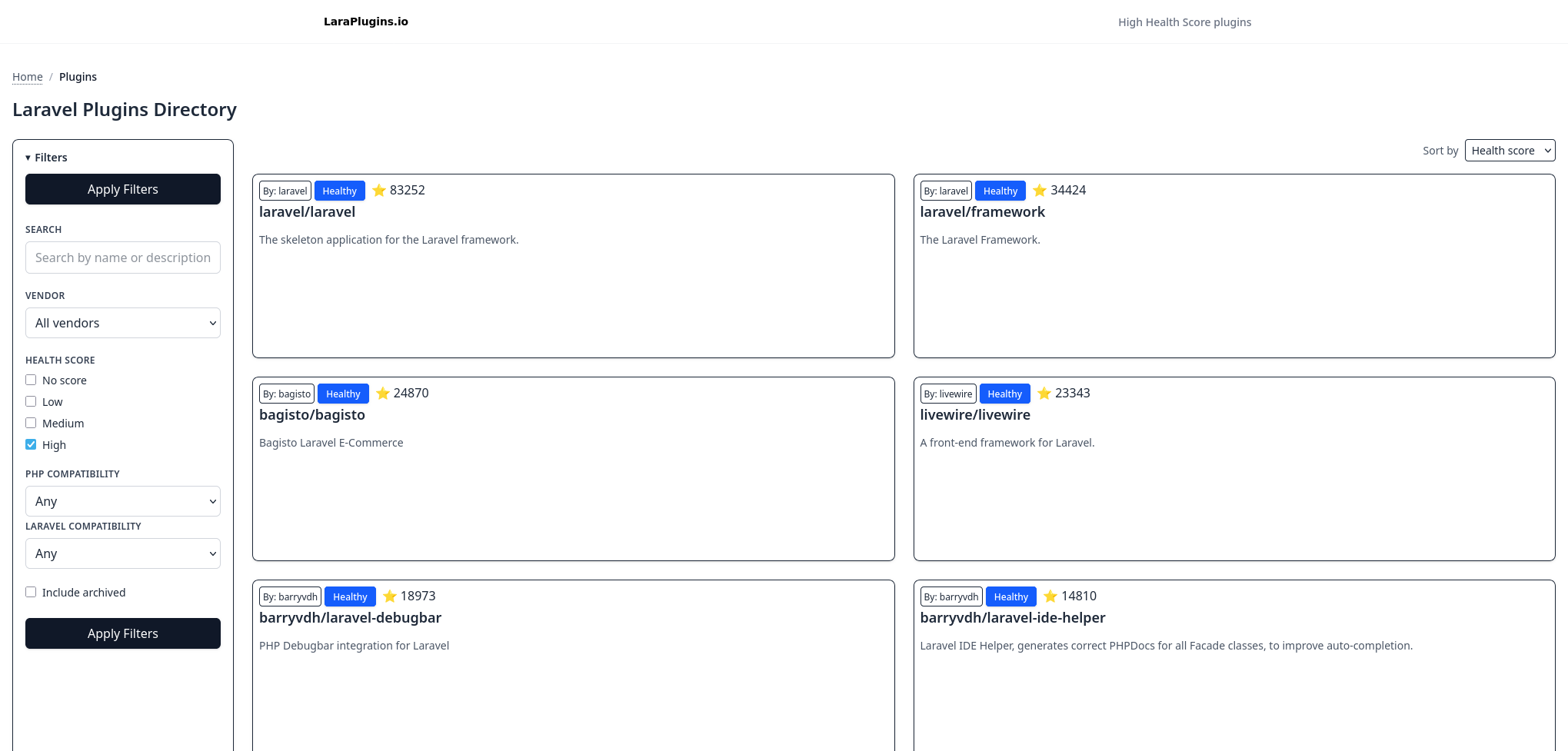 LaraPlugins.io  Laravel Health Directory gallery image