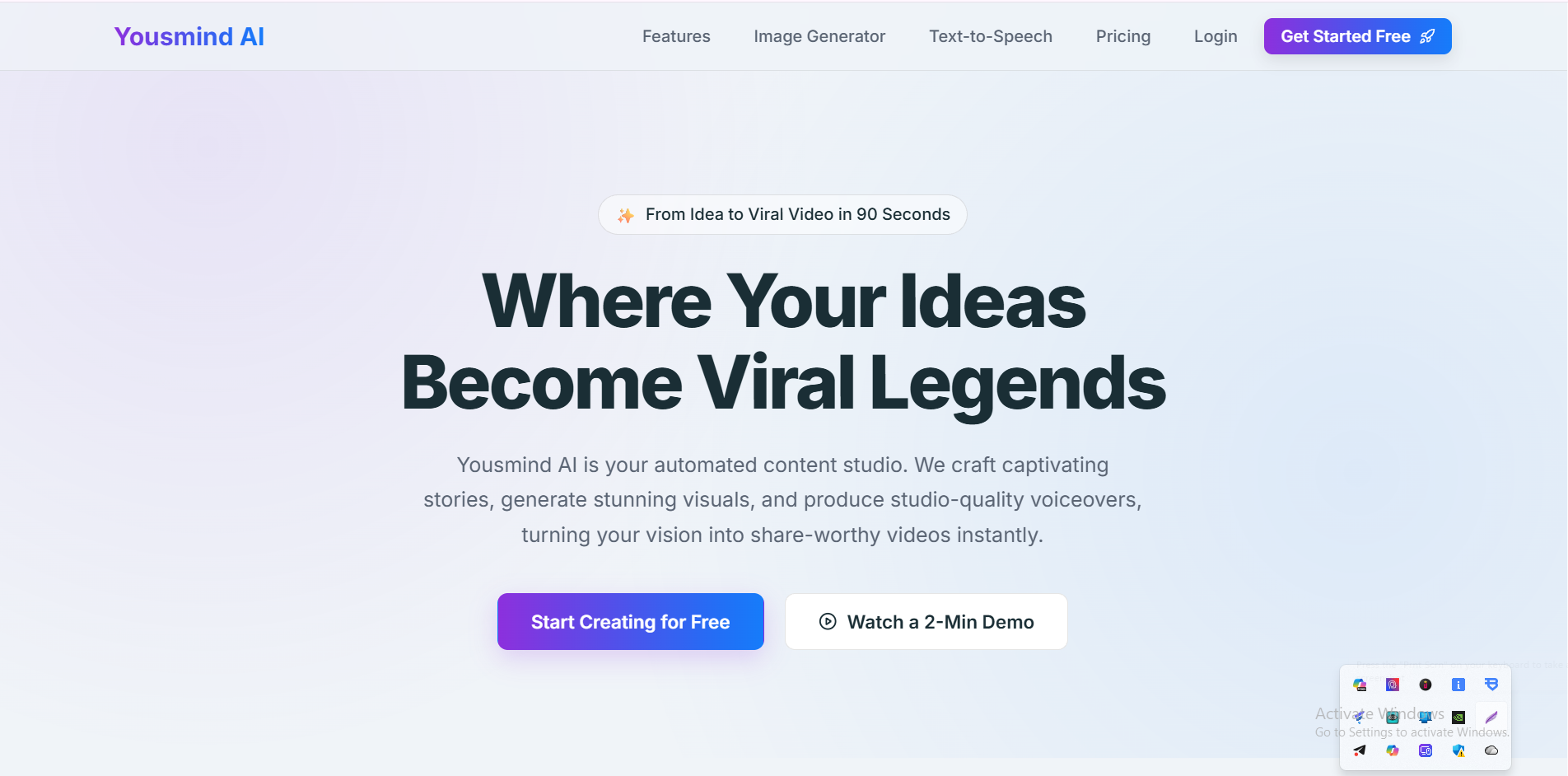 Yousmind Ai - Main screenshot showing features and interface