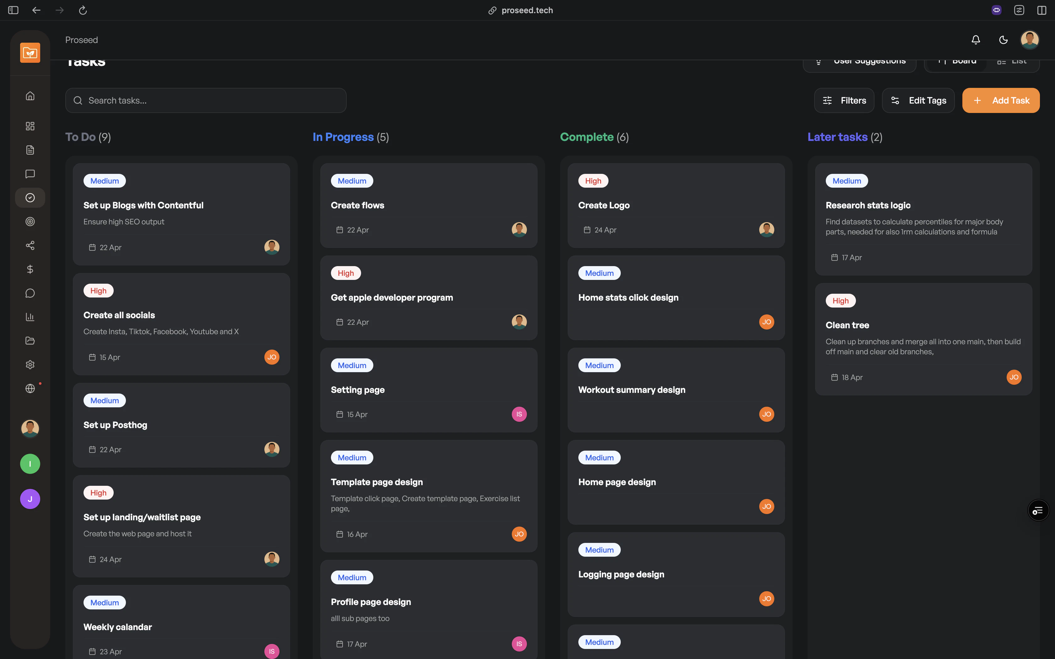 Proseed screenshot 1