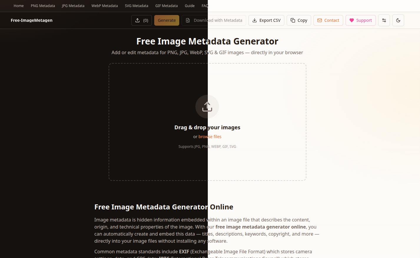 Free-ImageMetagen - Main product screenshot demonstrating key features and user interface