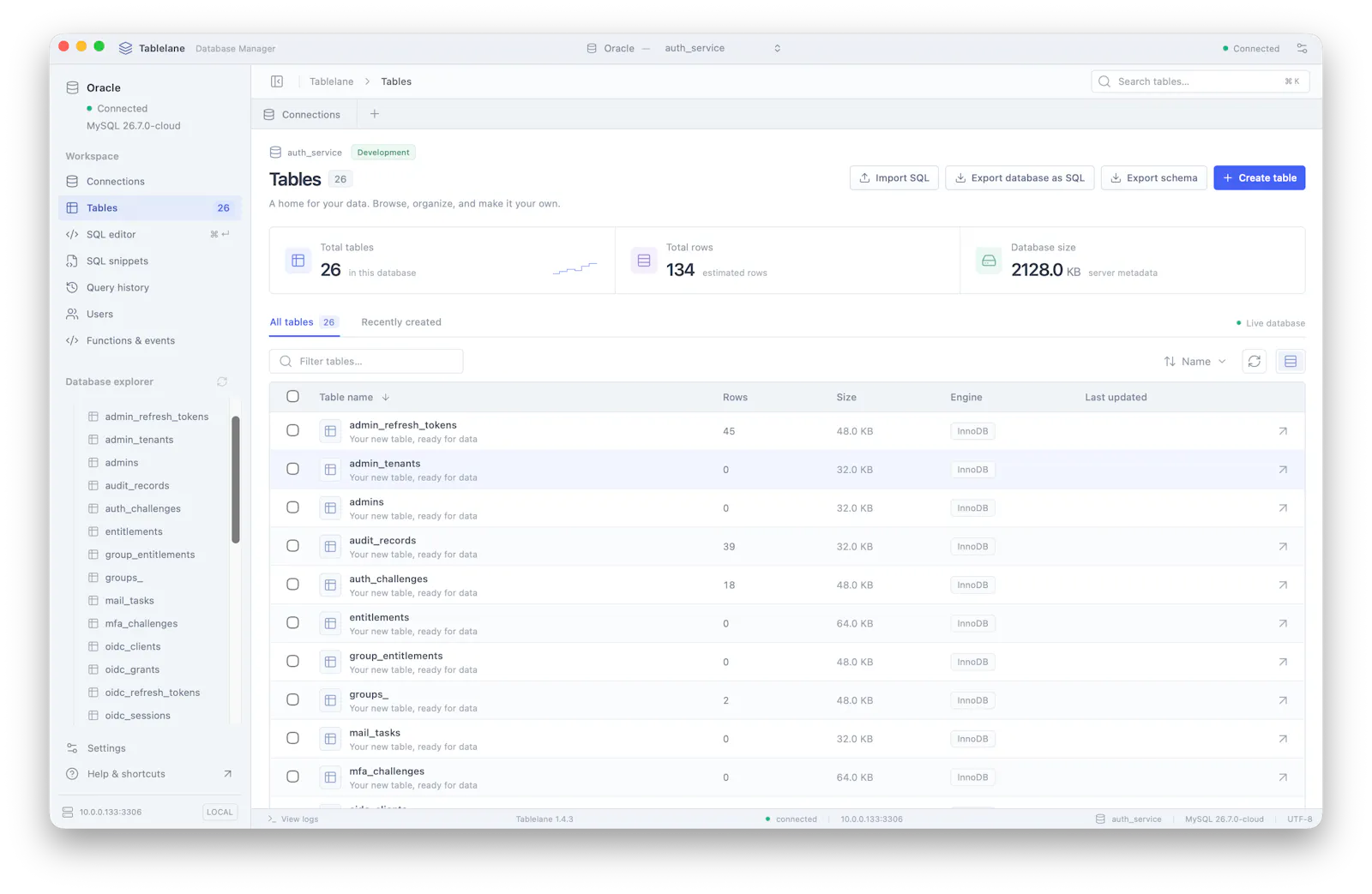 Tablelane - free mysql desktop client screenshot 2