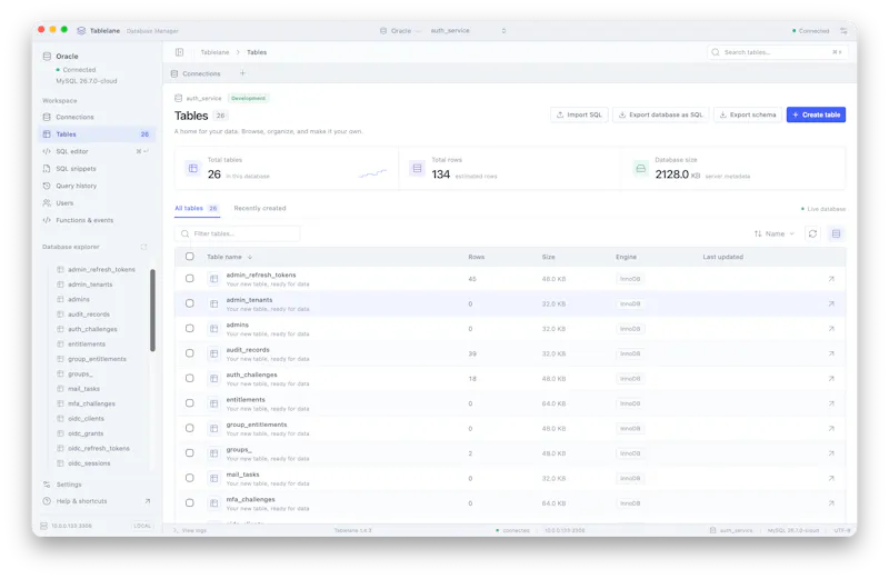 Tablelane - free mysql desktop client screenshot 2