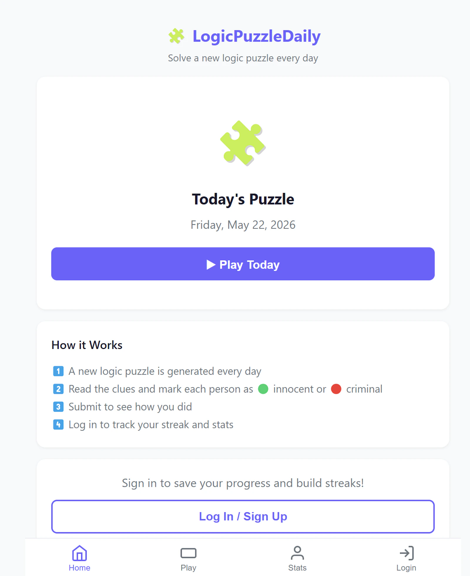 LogicPuzzleDaily — Daily Logic Puzzle screenshot 1