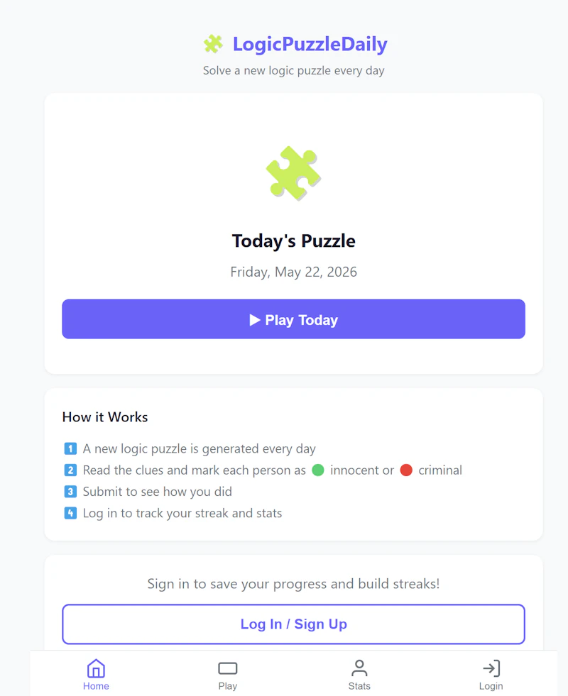 LogicPuzzleDaily — Daily Logic Puzzle screenshot 1