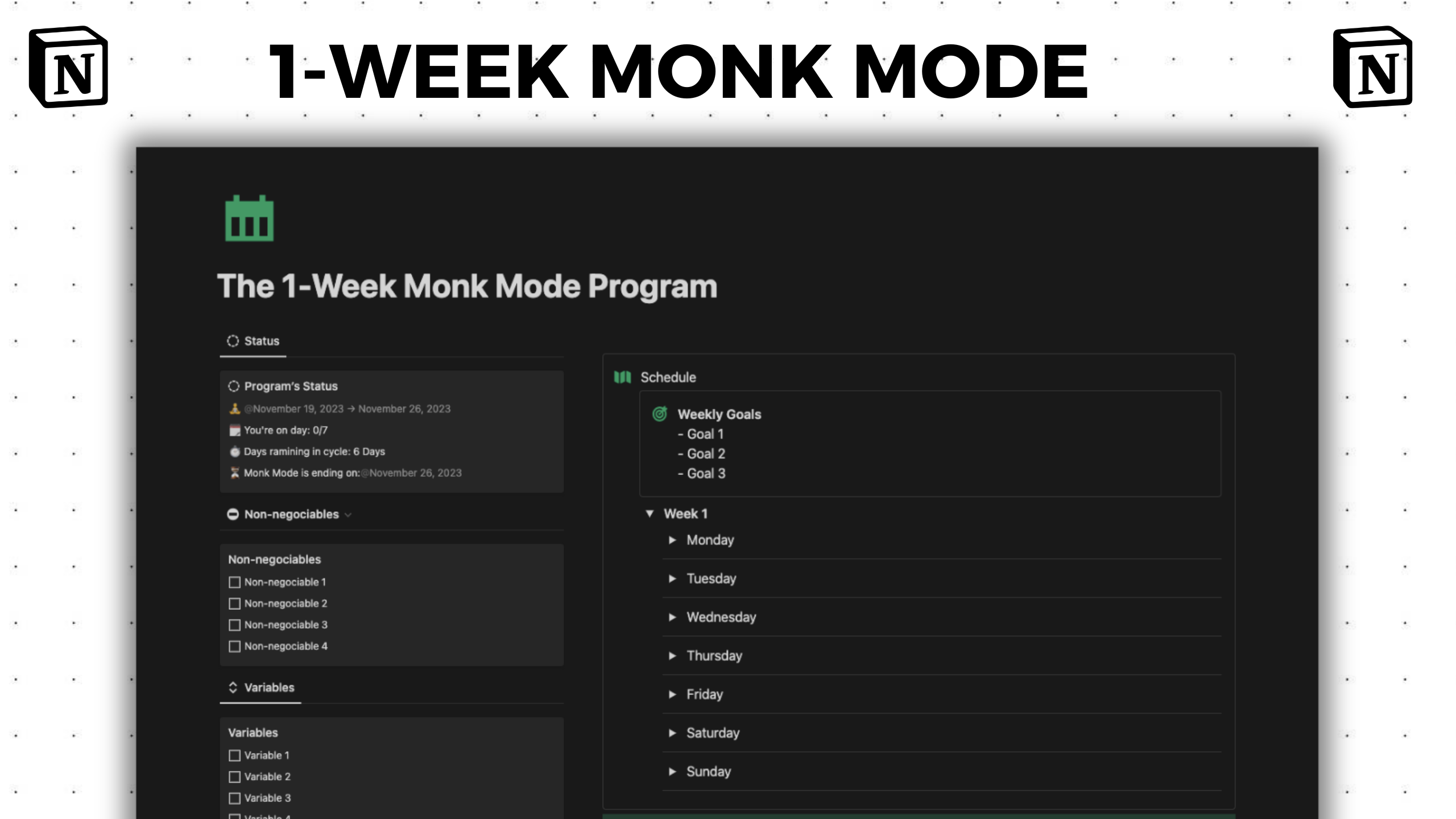 1 haftalık keşiş modu programı medya 1