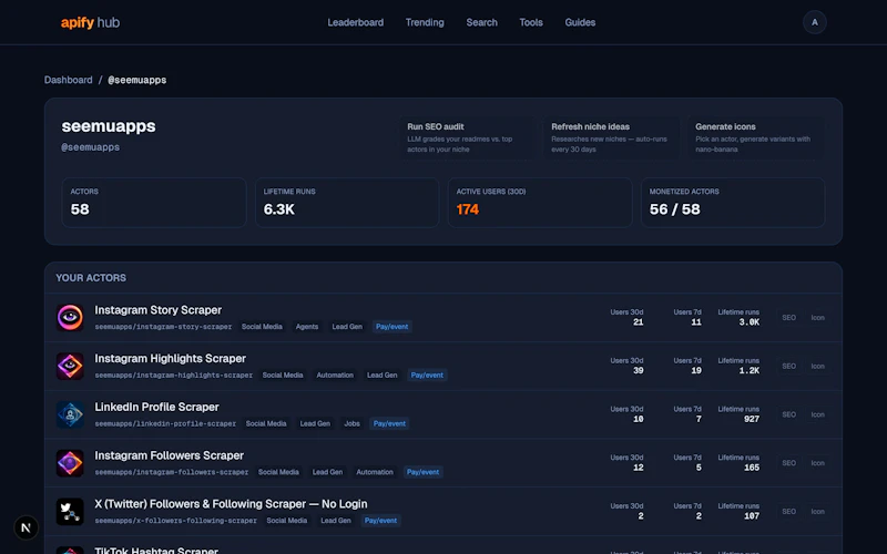 Apify Hub screenshot 1