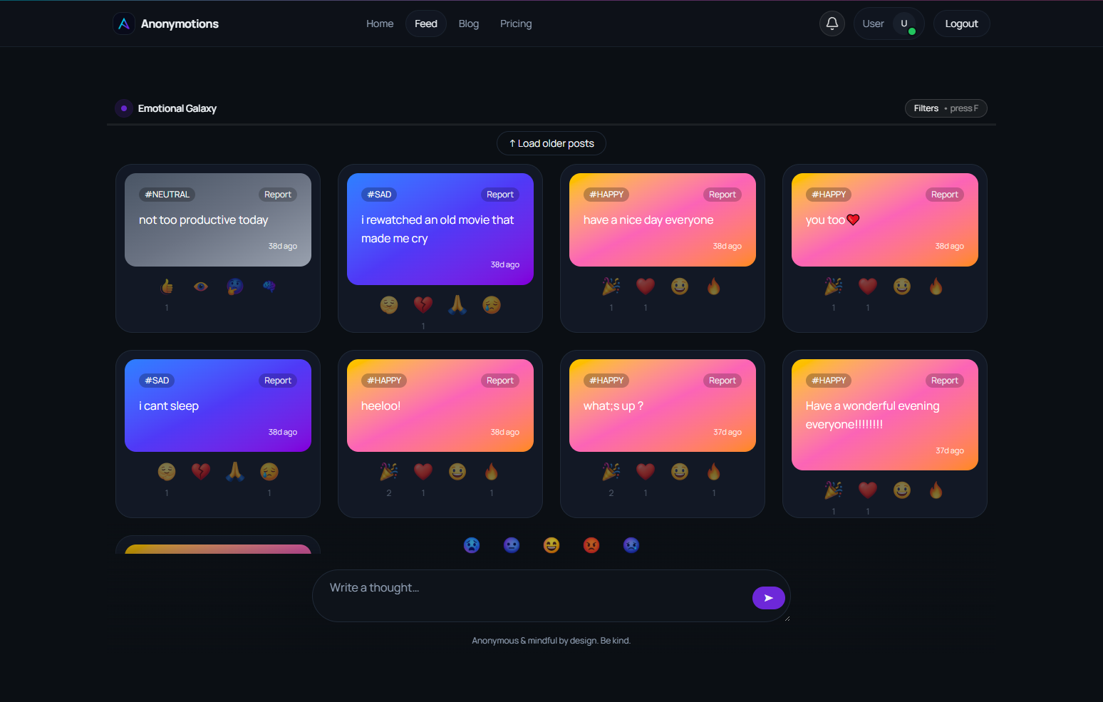 Write how you feel, anonymously - Screenshot 4 showing product features and functionality