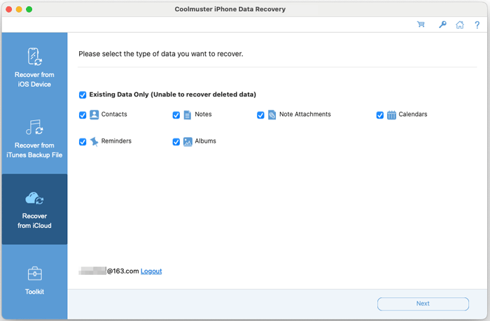 Coolmuster iPhone Data Recovery for Mac - Screenshot 2 showing product features and functionality