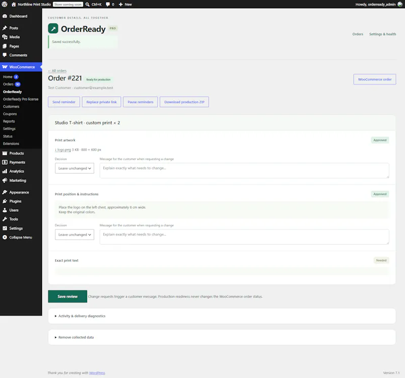 OrderReady for WooCommerce screenshot 5