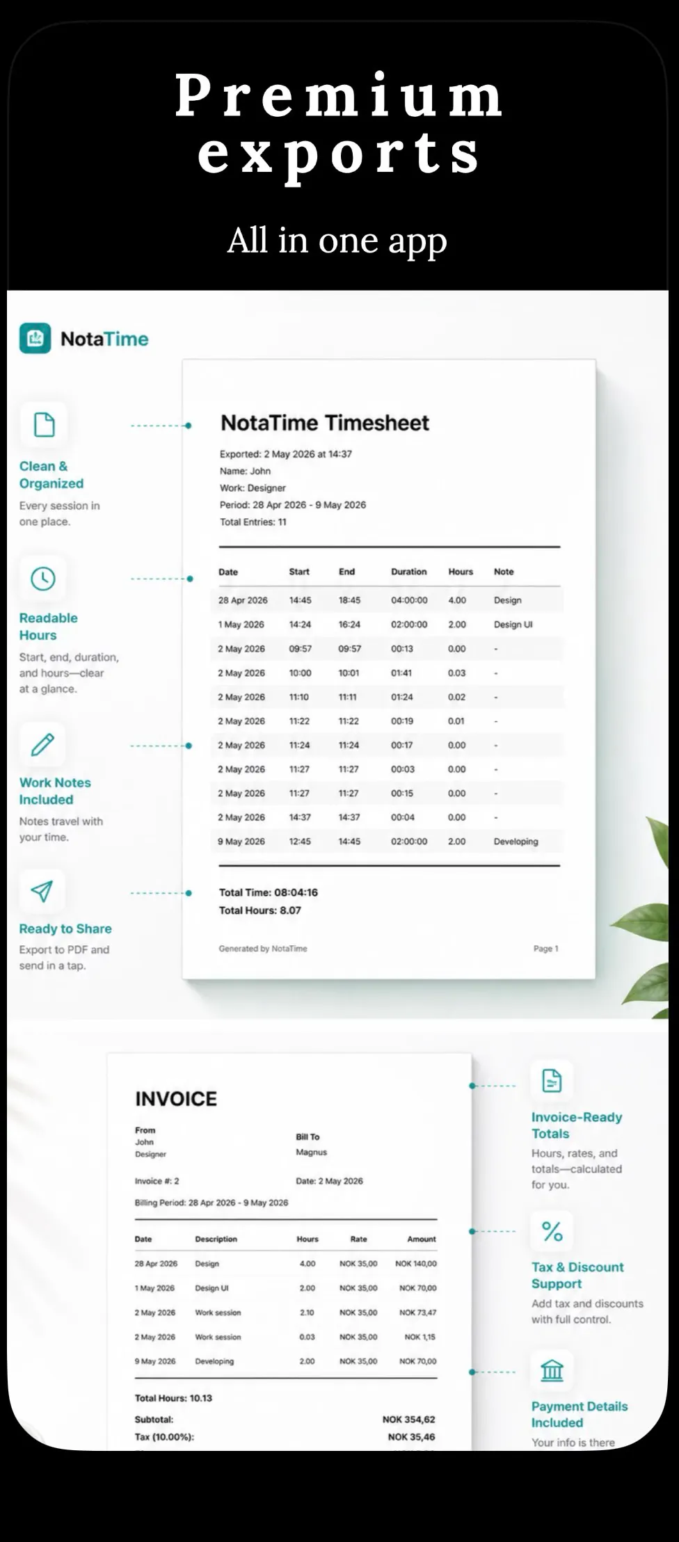 NotaTime — Simple Time Tracking gallery image