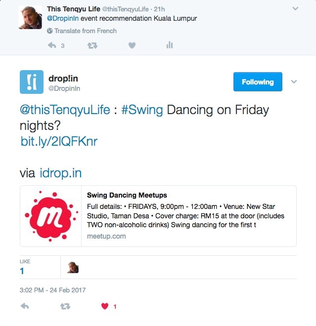 Twitter event recommendation bot gallery image