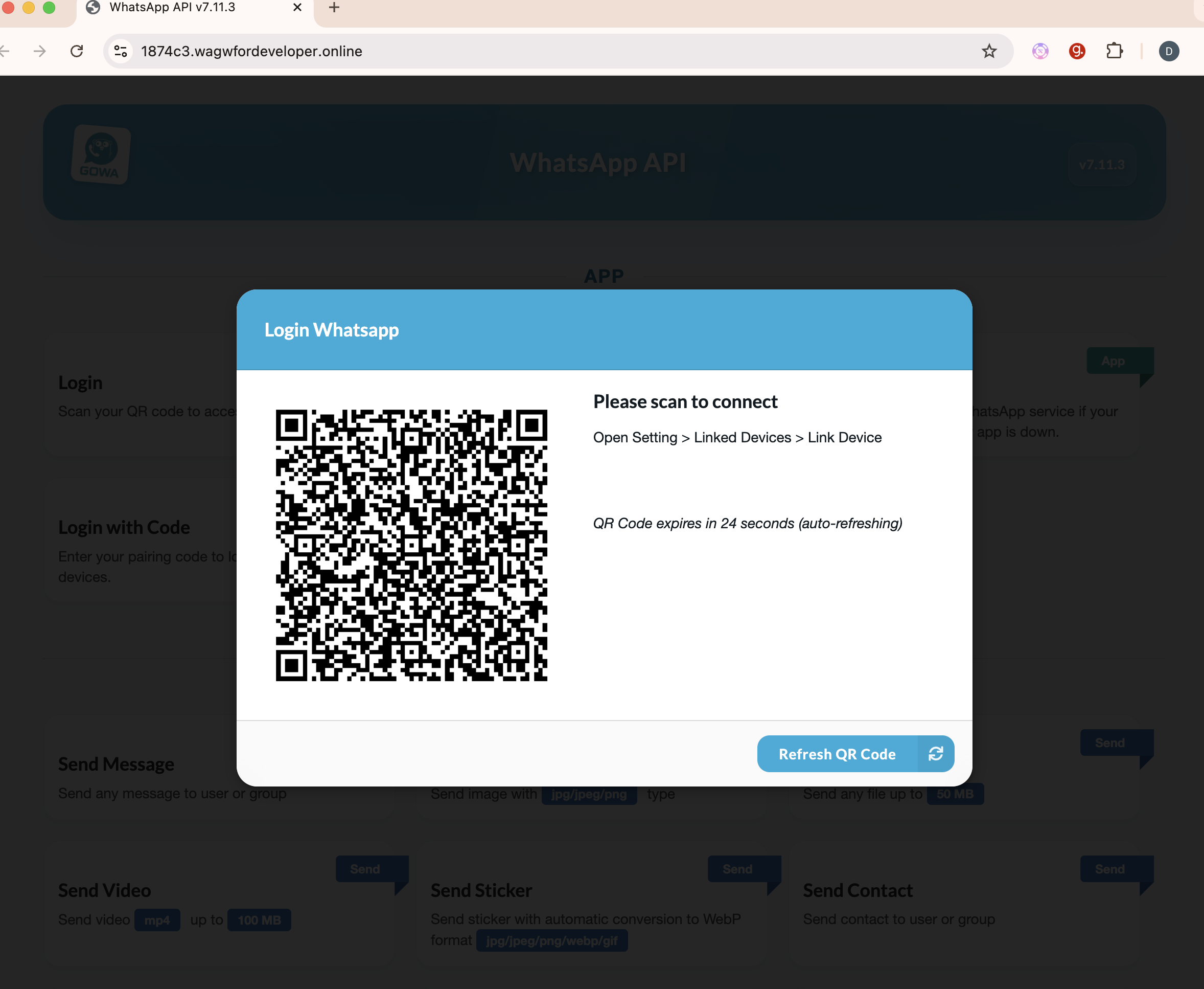 WAGW — WhatsApp Gateway for Developers - Screenshot 3 showing product features and functionality