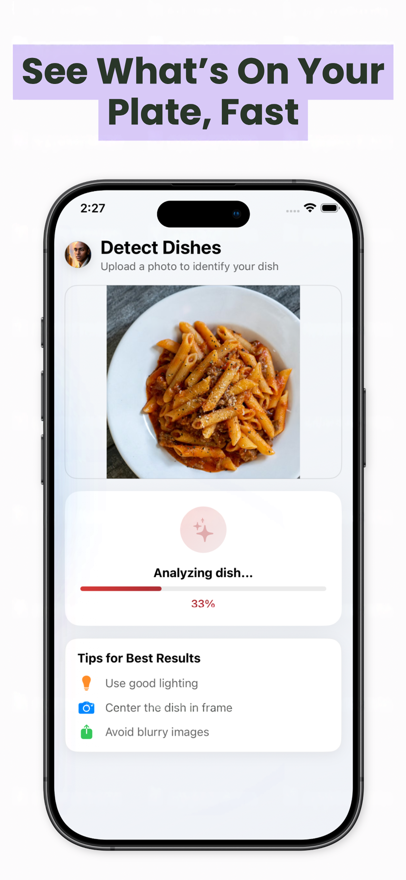 DishDetect - Main product screenshot demonstrating key features and user interface