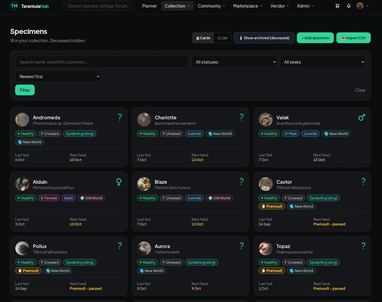 TarantulaHub screenshot 2