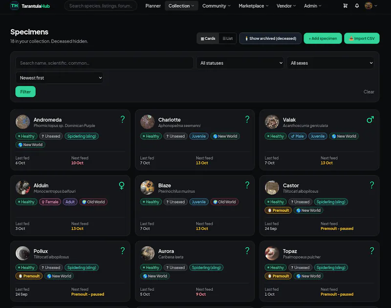 TarantulaHub screenshot 2