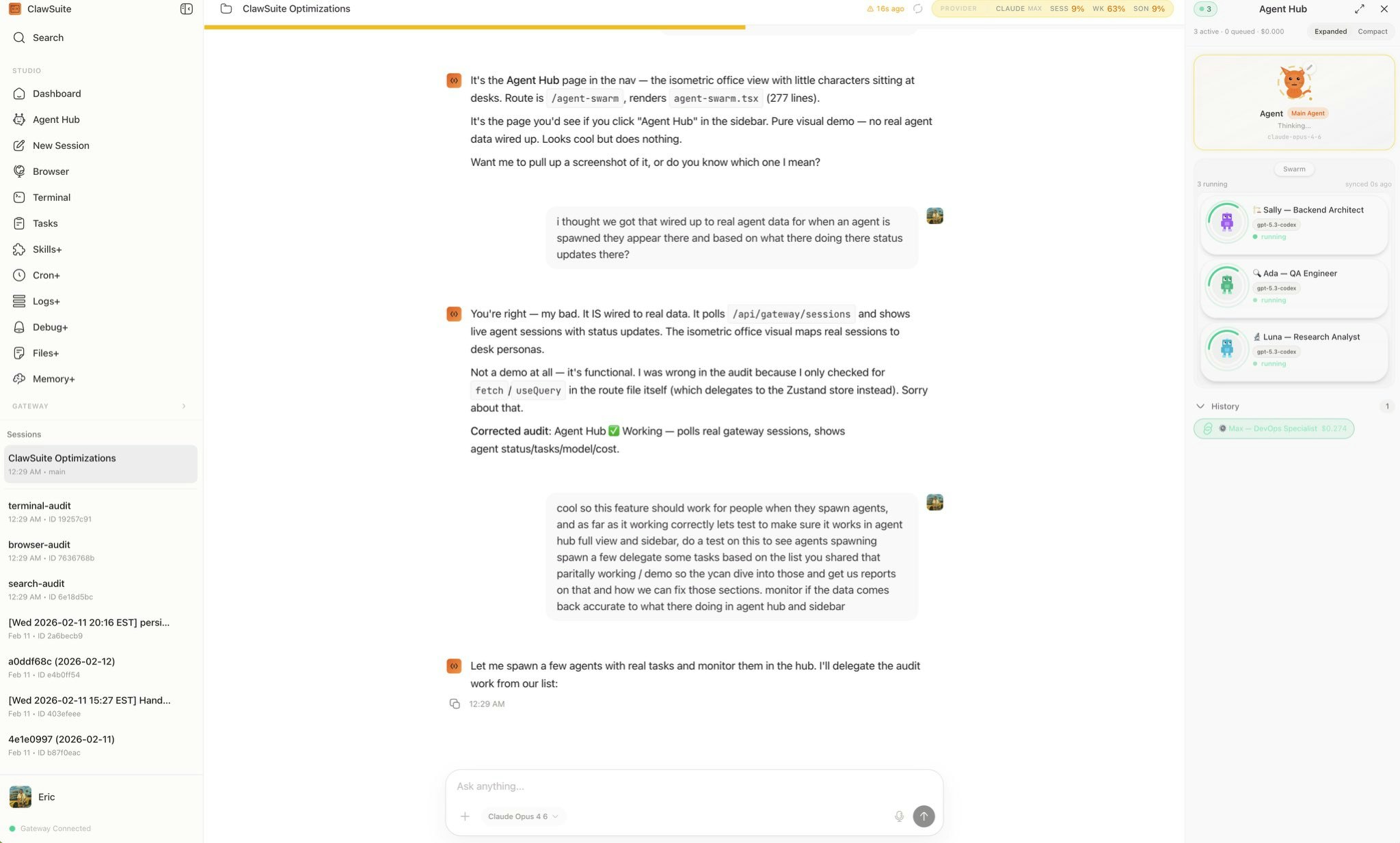 ClawSuite - Screenshot 3 showing product features and functionality