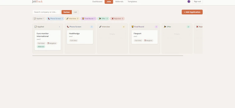 JobTrack screenshot 2
