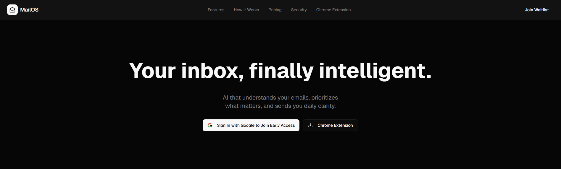 MailOS - Main product screenshot demonstrating key features and user interface