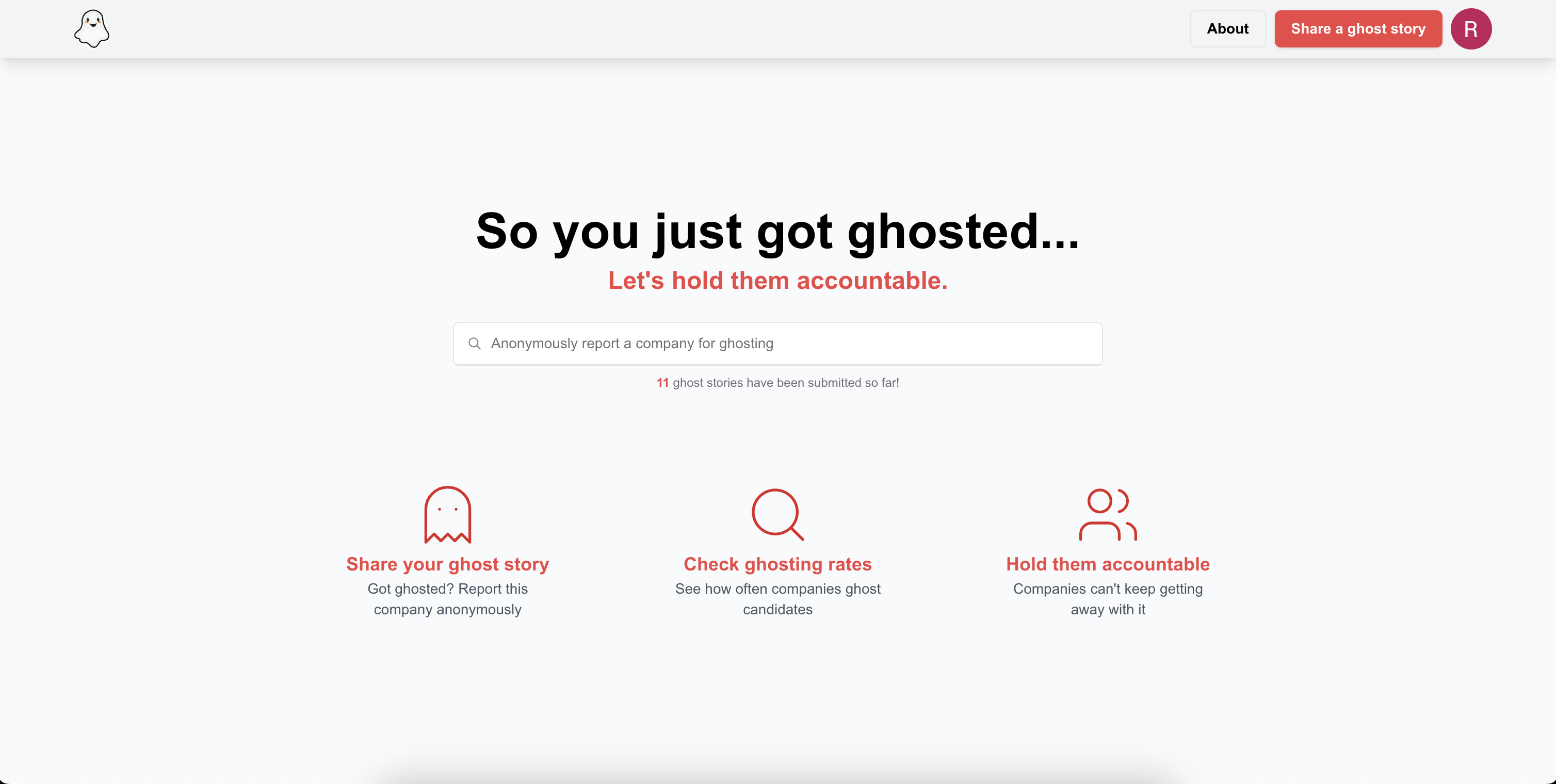 Ghosteddd - उन कंपनियों की रिपोर्ट करें जिन्होंने आपको भूत दिया मीडिया 1
