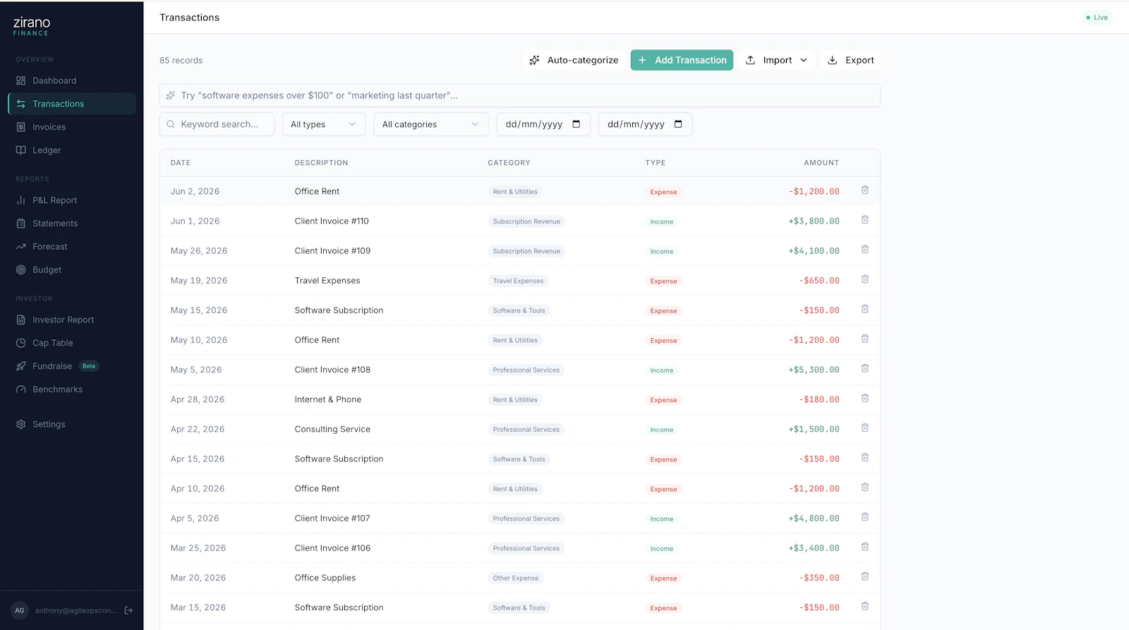 Zirano — Your CFO, from $19 a month. screenshot 4