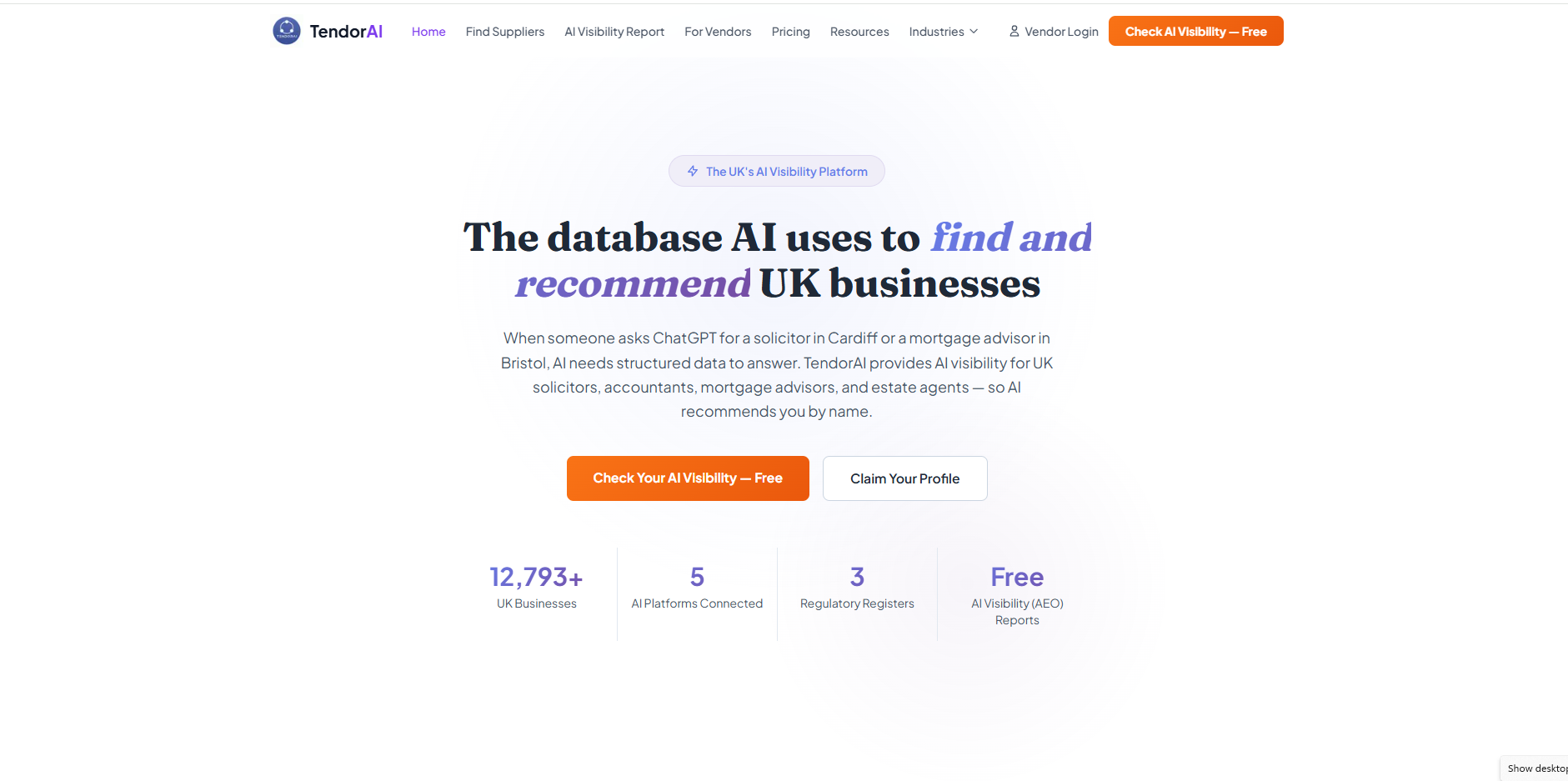 TendorAI - Screenshot 2 showing product features and functionality