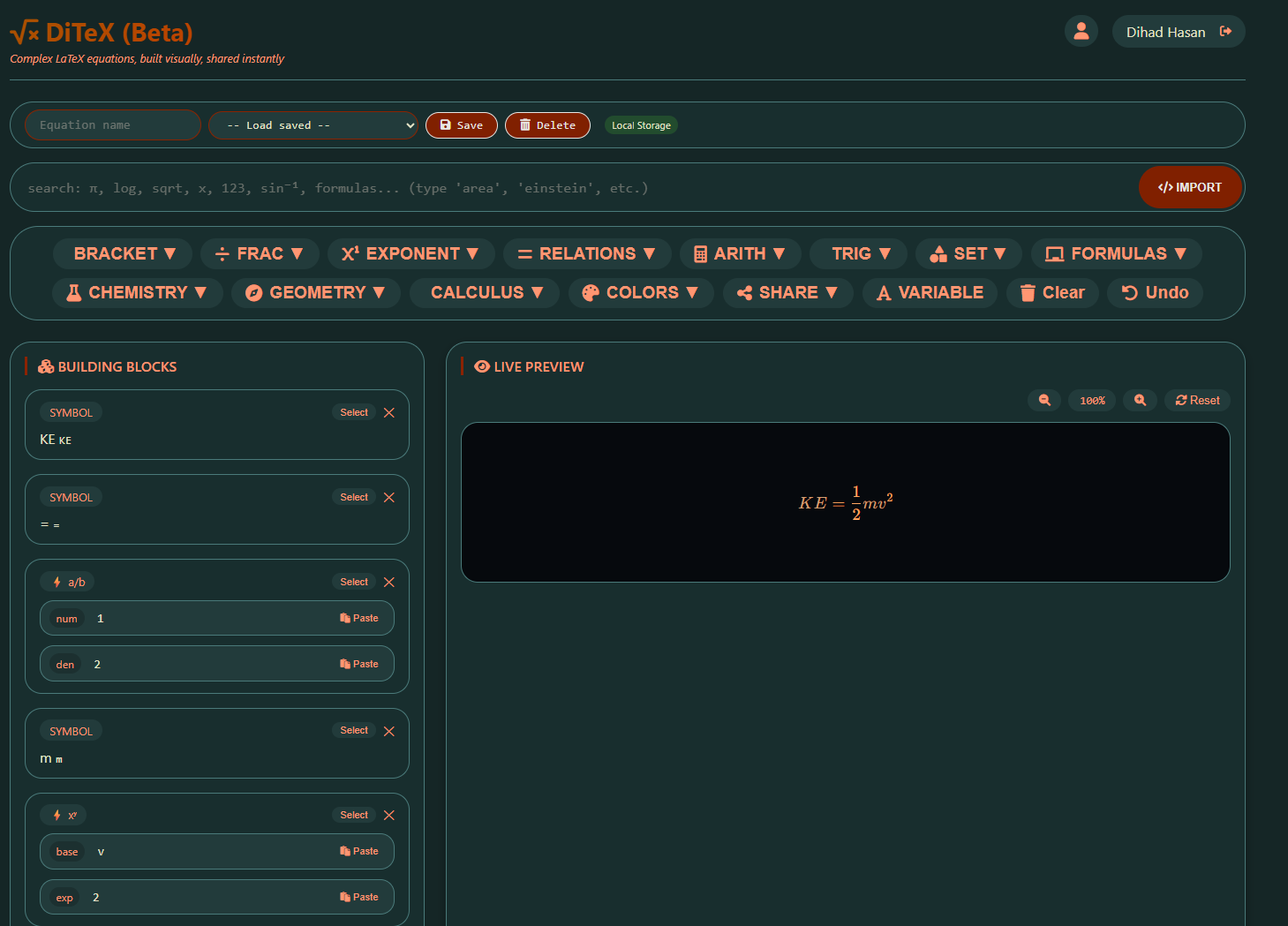 DiTeX · Visual LaTeX Equation Builder gallery image